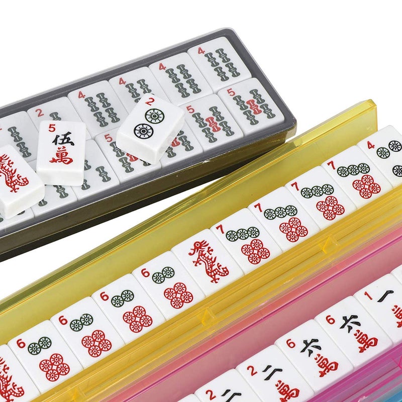 HNDTEK American Mahjong Set 166 Tiles, 4 Colors All-in-One Rack/Pushers, Red Soft Bag and Accessories â€“Classic Full Size Complete Mahjong Set. - Image 5